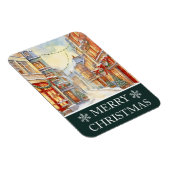Aquarel Winter Straat Scène Kerstkaart Magneet (Rechterzijde)