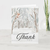 Aquarel Winter Uil Bos Scene Bedankkaart (Voorkant)
