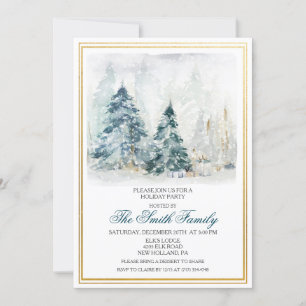 Aquarel Winter Vakantie Kerst Uitnodiging