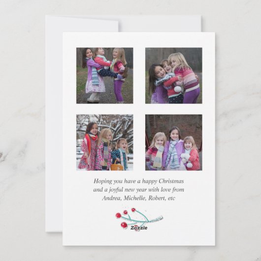 Aquarel Winter Vogel Kerst foto collage Feestdagenkaart (Achterkant)