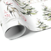 Aquarel Winter Woud Kerst Inpakpapier (Rol Hoek)
