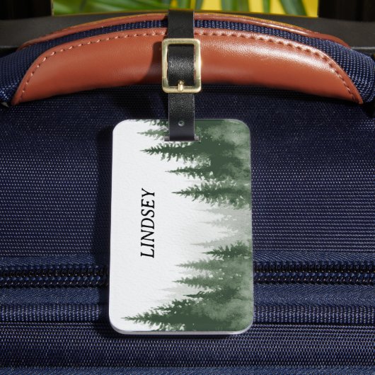 Aquarel Winter Woud Monogram Bagagelabel (Voorkant Insitu 2)
