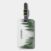 Aquarel Winter Woud Monogram Bagagelabel (Voorkant verticaal)
