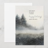 Aquarel Winterbos Sneeuw Plat Kerstkaart (Voorkant / Achterkant)