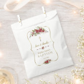 Aquarel Wit Rood Poinsettia Gouden Doop Bedankzakje (Geknipt)