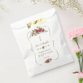 Aquarel Wit Rood Poinsettia Gouden Doop Bedankzakje (Gezegeld)