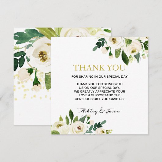 Aquarel Witte Bloem Dankkaart Bedankkaart (Voorkant / Achterkant)