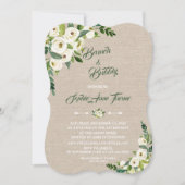 Aquarel Witte Bloemen Burlap Brunch & Bubbly Kaart (Voorkant)