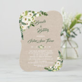 Aquarel Witte Bloemen Burlap Brunch & Bubbly Kaart (Staand voorkant)