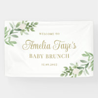 Aquarel Witte Bloemen en Groene Baby Brunch