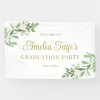 Aquarel Witte Bloemen en Groene Plant Graduation