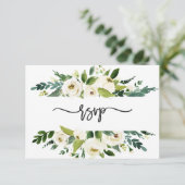 Aquarel Witte Bloemen Frame Bruiloft RSVP Kaart (Staand voorkant)