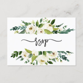 Aquarel Witte Bloemen Frame Bruiloft RSVP Kaart
