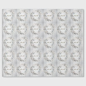 Aquarel Witte Bloemen Gouden Frame Zilveren Teal Cadeaupapier (Vlak)