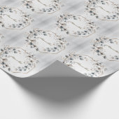 Aquarel Witte Bloemen Gouden Frame Zilveren Teal Cadeaupapier (Hoek)