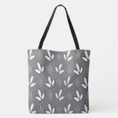 Aquarel Witte Bloemen Grijs Modern Tote Bag (Achterkant)