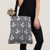 Aquarel Witte Bloemen Grijs Modern Tote Bag (Dichtbij)