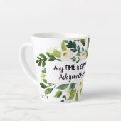 Aquarel Witte bloemen Koffie Quote Monogram Latte Mok (Linkerhoek)