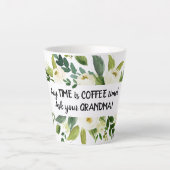 Aquarel Witte bloemen Koffie Quote Monogram Latte Mok (Voorkant)