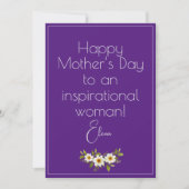 Aquarel witte bloemen moeder paarse kaart (Voorkant)