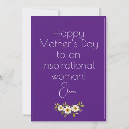 Aquarel witte bloemen moeder paarse kaart (Voorkant)