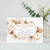 Aquarel Witte Bloemen Pampas Gras Verjaardag RSVP Kaartje (Staand voorkant)