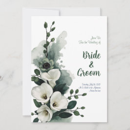 Aquarel Witte Calla Lelie Saliegroen Minimalistisc Kaart