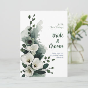 Aquarel Witte Calla Lelie Saliegroen Minimalistisc Kaart