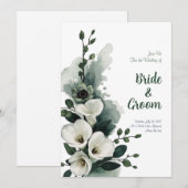 Aquarel Witte Calla Lelie Saliegroen Minimalistisc Kaart (Voorkant / Achterkant)