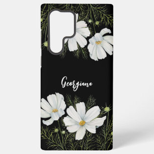 Aquarel Witte Cosmos Bloemen Botanische Schilderin Samsung Galaxy Hoesje