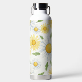 AQUAREL WITTE EN GELE MARGRIETENBLOEMEN WATERFLES