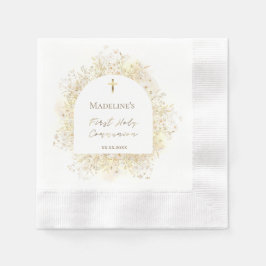 aquarel witte gele bloemen Eerste Communie Servet