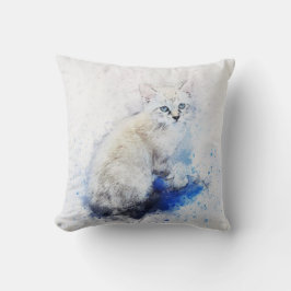 Aquarel Witte Kitten Kussen