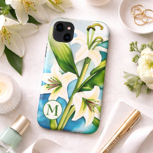 Aquarel Witte Lelie met Monogram Case-Mate iPhone Case