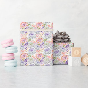 Aquarel witte, roze bloemen cadeaupapier