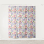 Aquarel witte, roze bloemen wandkleed (Voorkant)