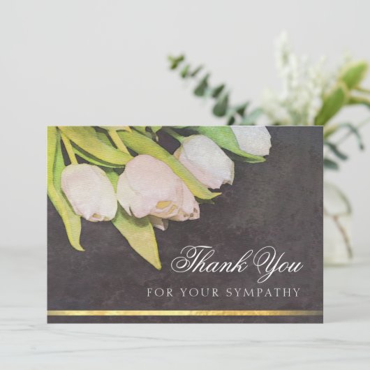 Aquarel Witte Tulpen Dank Je Condoleancekaart Kaart (Staand voorkant)