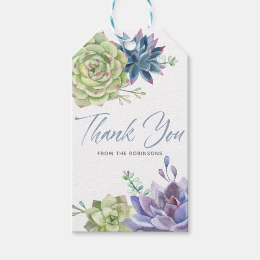 Aquarel Woestijn Cactus Succulenten Bedankt Cadeaulabel (Voorkant)