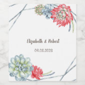 Aquarel Woestijn Rode Succulenten Wijn Etiket (Enkel label)