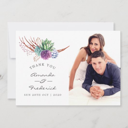 Aquarel Woestijn Vetplanten Trouw Dank Je Kaart (Voorkant)