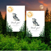 Aquarel Wolf Baby Shower Bedankt