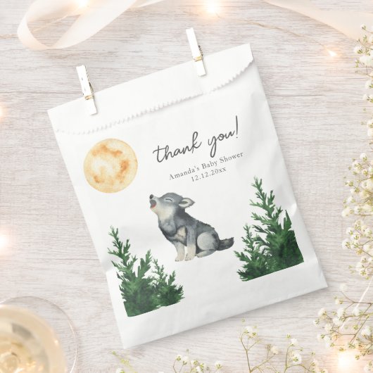 Aquarel Wolf Baby Shower Bedankt Bedankzakje (Geknipt)