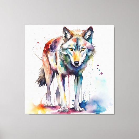 Aquarel Wolf's Dreamland Canvas Afdruk (Voorkant)