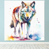 Aquarel Wolf's Dreamland Canvas Afdruk (Insitu (Houten vloer))
