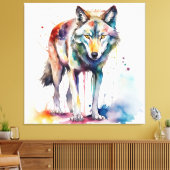 Aquarel Wolf's Dreamland Canvas Afdruk (Insitu (Woonkamer))