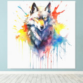 Aquarel Wolf's Melodie Canvas Afdruk (Insitu (Houten vloer))