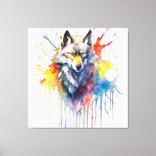 Aquarel Wolf's Melodie Canvas Afdruk (Voorkant)