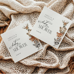 Aquarel Woodland Animals Modern Baby shower Servet