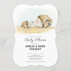 aquarel woodland egel baby shower kaart