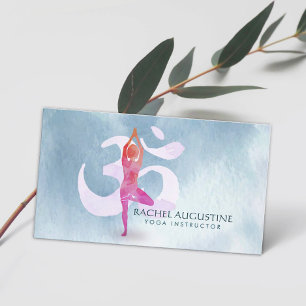 Aquarel Yoga Meditatie Instructeur Om Symbool Visitekaartje